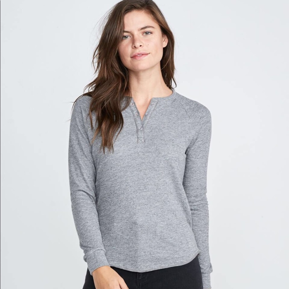 Double Knit Henley in Heather Grey